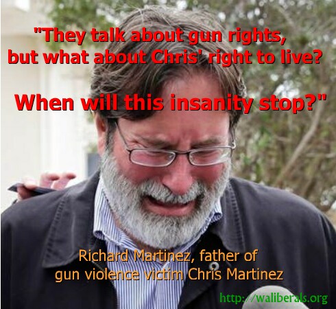 Chris died because of craven, irresponsible politicians and the NRA. They talk about gun rights but what about Chris' right to live? When will this insanity stop?