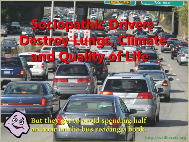 Sociopathic Drivers drivers destroy lungs, climate, and quality of life