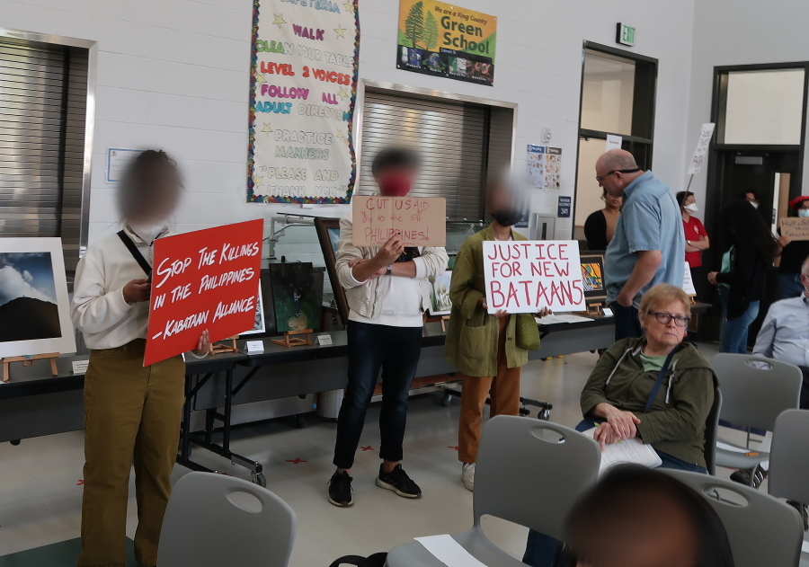 Filipino protesters at Adam Smith Town Hall SeaTac on 2022-05-21