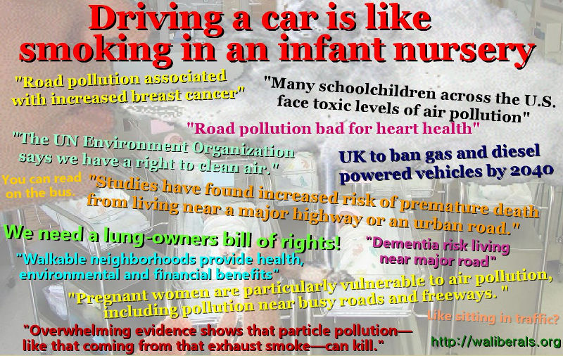 Driving a car is like smoking in an infant nursery