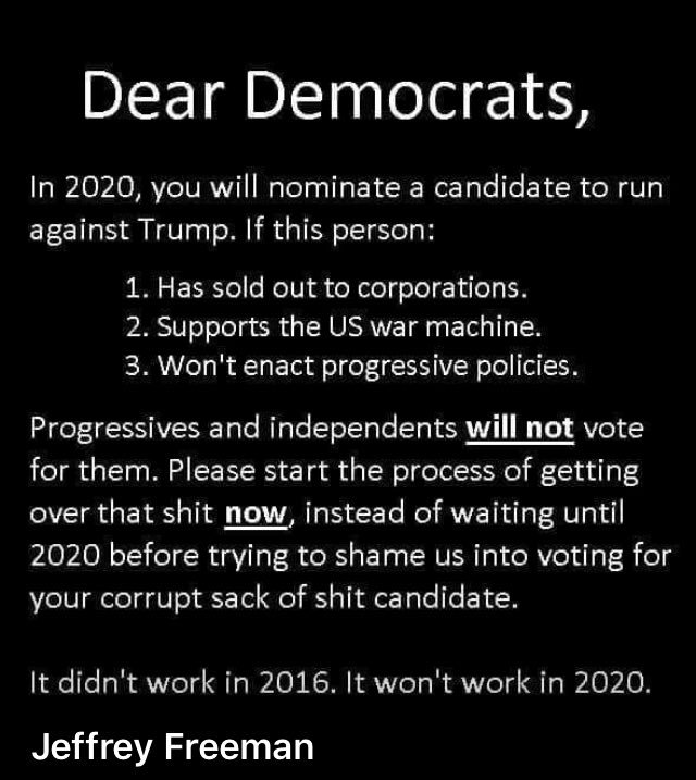 Warning to Democrats for 2020