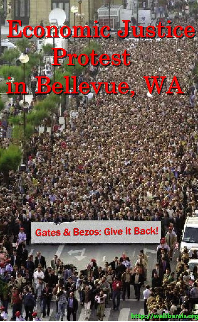 Protest against Bill Gates and Jeff Bezos in Bellevue, WA