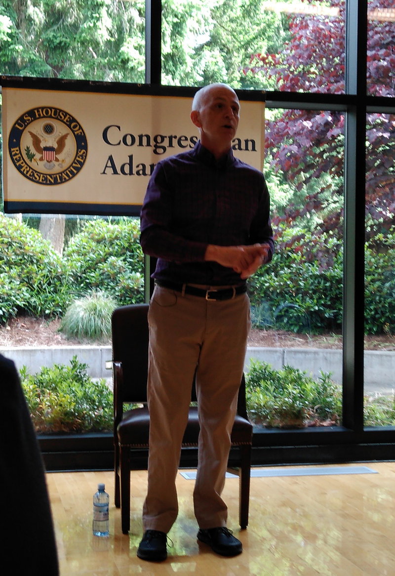 Rep. Adam Smith at town hall in Bellevue, on June 8, 2019