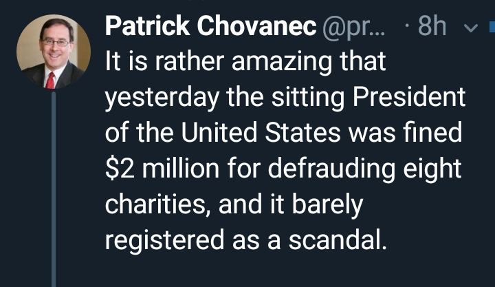 Amazing that Trump's payment of $2 million in fines for defrauding charities isn't news